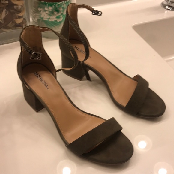 olive green block heels